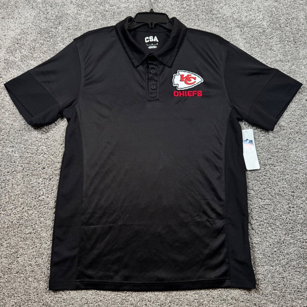 Kansas City Chiefs CSA Polo Mens Embroidered Logo Black Large NEW
